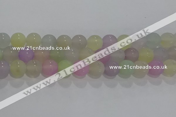 CAG8934 15.5 inches 12mm round matte colorful agate beads wholesale