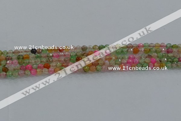 CAG8938 15.5 inches 4mm faceted round fire crackle agate beads