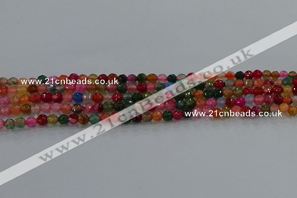 CAG8940 15.5 inches 4mm faceted round fire crackle agate beads