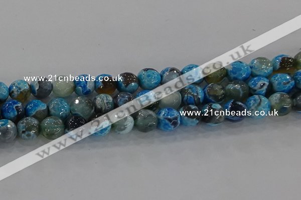 CAG8944 15.5 inches 8mm faceted round fire crackle agate beads