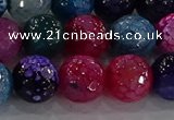 CAG8946 15.5 inches 8mm faceted round fire crackle agate beads
