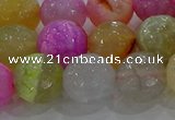 CAG8951 15.5 inches 12mm faceted round fire crackle agate beads