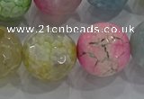 CAG8953 15.5 inches 16mm faceted round fire crackle agate beads