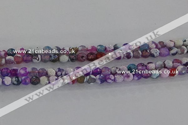 CAG8955 15.5 inches 6mm faceted round fire crackle agate beads