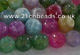 CAG8956 15.5 inches 8mm faceted round fire crackle agate beads