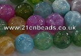 CAG8957 15.5 inches 10mm faceted round fire crackle agate beads