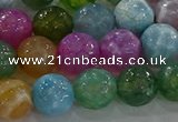 CAG8957 15.5 inches 10mm faceted round fire crackle agate beads