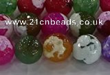 CAG8958 15.5 inches 12mm faceted round fire crackle agate beads