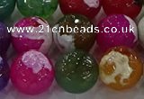 CAG8959 15.5 inches 14mm faceted round fire crackle agate beads