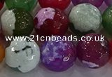 CAG8960 15.5 inches 16mm faceted round fire crackle agate beads