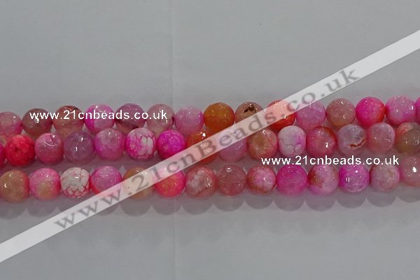 CAG8964 15.5 inches 8mm faceted round fire crackle agate beads