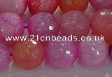 CAG8966 15.5 inches 12mm faceted round fire crackle agate beads