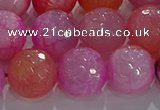 CAG8967 15.5 inches 14mm faceted round fire crackle agate beads