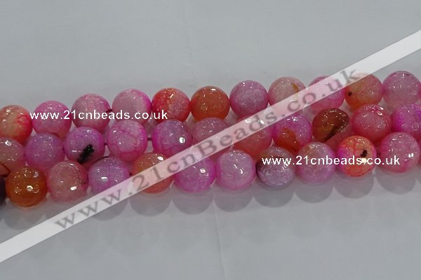 CAG8967 15.5 inches 14mm faceted round fire crackle agate beads