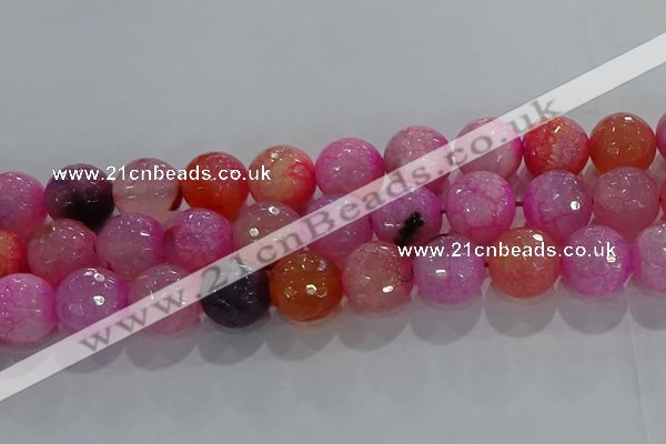 CAG8968 15.5 inches 16mm faceted round fire crackle agate beads