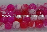 CAG8970 15.5 inches 4mm faceted round fire crackle agate beads