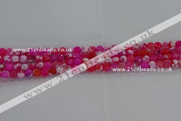 CAG8970 15.5 inches 4mm faceted round fire crackle agate beads