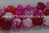 CAG8972 15.5 inches 8mm faceted round fire crackle agate beads