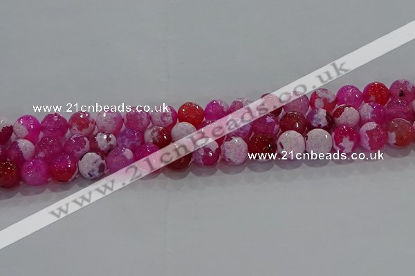 CAG8972 15.5 inches 8mm faceted round fire crackle agate beads