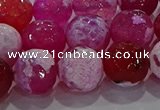 CAG8975 15.5 inches 14mm faceted round fire crackle agate beads