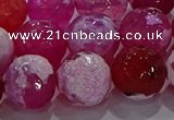 CAG8976 15.5 inches 16mm faceted round fire crackle agate beads