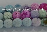 CAG8978 15.5 inches 4mm faceted round fire crackle agate beads