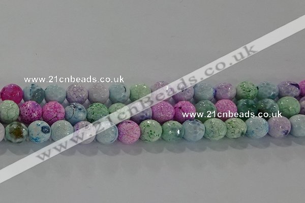 CAG8979 15.5 inches 6mm faceted round fire crackle agate beads