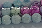 CAG8980 15.5 inches 8mm faceted round fire crackle agate beads