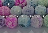 CAG8981 15.5 inches 10mm faceted round fire crackle agate beads