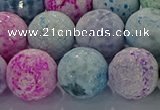 CAG8983 15.5 inches 14mm faceted round fire crackle agate beads