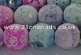 CAG8984 15.5 inches 16mm faceted round fire crackle agate beads