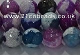 CAG8989 15.5 inches 10mm faceted round fire crackle agate beads