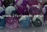 CAG8990 15.5 inches 12mm faceted round fire crackle agate beads