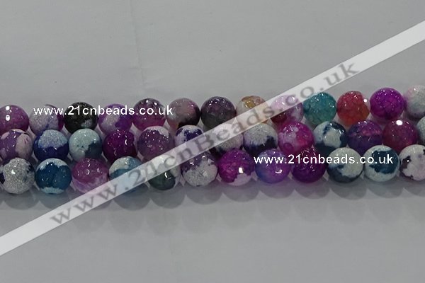 CAG8991 15.5 inches 14mm faceted round fire crackle agate beads