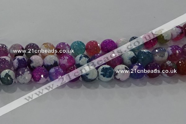 CAG8992 15.5 inches 16mm faceted round fire crackle agate beads