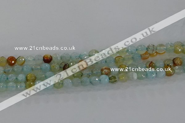 CAG8994 15.5 inches 6mm faceted round fire crackle agate beads