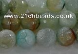 CAG8995 15.5 inches 8mm faceted round fire crackle agate beads