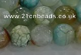 CAG8996 15.5 inches 10mm faceted round fire crackle agate beads