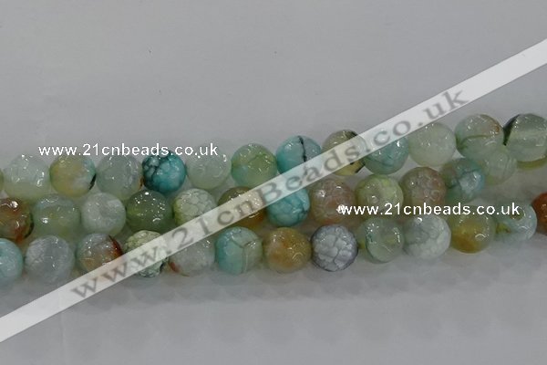 CAG8996 15.5 inches 10mm faceted round fire crackle agate beads