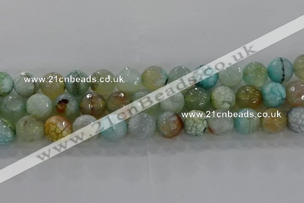 CAG8997 15.5 inches 12mm faceted round fire crackle agate beads