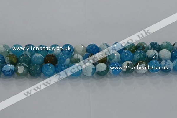 CAG9001 15.5 inches 8mm faceted round fire crackle agate beads