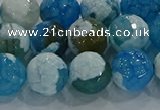 CAG9002 15.5 inches 10mm faceted round fire crackle agate beads