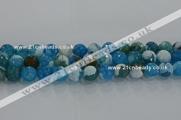 CAG9002 15.5 inches 10mm faceted round fire crackle agate beads