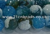 CAG9003 15.5 inches 12mm faceted round fire crackle agate beads