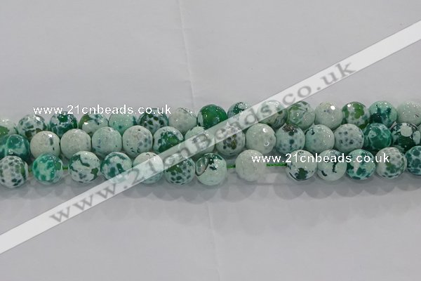 CAG9009 15.5 inches 10mm faceted round fire crackle agate beads