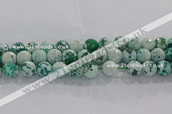 CAG9010 15.5 inches 12mm faceted round fire crackle agate beads