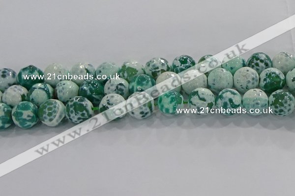 CAG9011 15.5 inches 14mm faceted round fire crackle agate beads