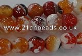 CAG9015 15.5 inches 8mm faceted round fire crackle agate beads