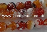 CAG9015 15.5 inches 8mm faceted round fire crackle agate beads