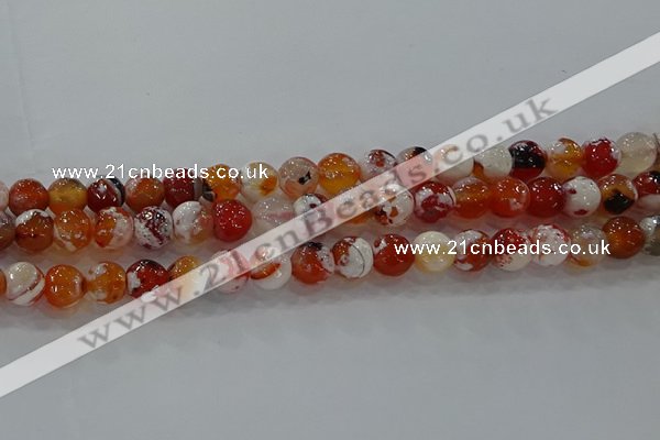 CAG9015 15.5 inches 8mm faceted round fire crackle agate beads